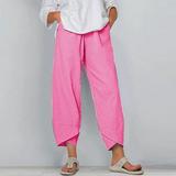 Teacher Appreciation Gifts POROPL Cargo Pants for Women Clearance Under $20 Casual Loose Cotton Linen Solid Wide Leg Pocket Pants Summer Savings Clearance Hot Pink Size 4