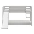 Harriet Bee Bunk Bed Twin Over Twin w/ Slide & Stairs, Solid Wood Twin Bunk Beds, Toddler Bed Frame in Gray | 50 H x 86 W x 80 D in | Wayfair