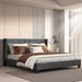 Winston Porter Tolson Full Tufted Platform Bed Upholstered/Metal/Linen in Gray | 43 H x 56 W x 78 D in | Wayfair C1E75494C4C04BAB867E40D041E059A7