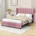 Mercer41 Maislyn Velvet Platform Bed w/ a Big Drawer & Slats Wood & /Upholstered/Velvet in Pink/Black | 45 H x 64 W x 84.2 D in | Wayfair
