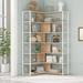 17 Stories Gupton 6-Tier L-Shaped Metal Frame Corner Bookcase, Office Bookshelf, Industrial Style Shelf in Brown | Wayfair