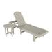 Highland Dunes Zlatkus 77.6" Long Reclining Single Chaise w/ Table Plastic in Brown | 37.8 H x 21.1 W x 77.6 D in | Outdoor Furniture | Wayfair