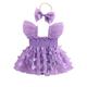 Coduop Newborn Baby Girl Butterfly Ruffles Sleeve Tulle Mesh Skirt Jumpsuits Romper with Headband