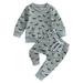 Kids Toddler Baby 2pcs Outfits Set Halloween Clothes Bat Print Sweatshirt and Pants Suit for Infant Girls Boy