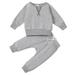 Kid Toddler Boys Outfits Striped Patchwork Long Sleeve Blouse Tops Cotton Elastic Waist Pants Trousers Sleepwear Pajamas Set 2 Piece Clothes Size 18M Grey