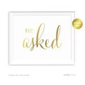 He Asked She Said Yes! Gold Metallic Gold Wedding Party Signs 2-Pack