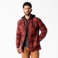 Dickies Men's Water Repellent Flannel Hooded Shirt Jacket - Brick/black Ombre Plaid Size 4Xl (TJ211)