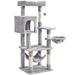 Light Gray Multilevel Cat Tree with Cat Condo, 51.5" H, 25.7 LB, Gray / Natural Wood