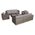 Joss & Main Emilio Wicker 8 Person Seating Group Wood in Gray | 33 H x 94 W x 33 D in | Outdoor Furniture | Wayfair