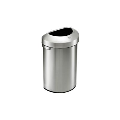 PROREGAL Stilvoller halbrunder offener Abfallsammler aus gebürstetem Edelstahl | 80 Liter, HxBxT 75x50x35cm | Silber Image