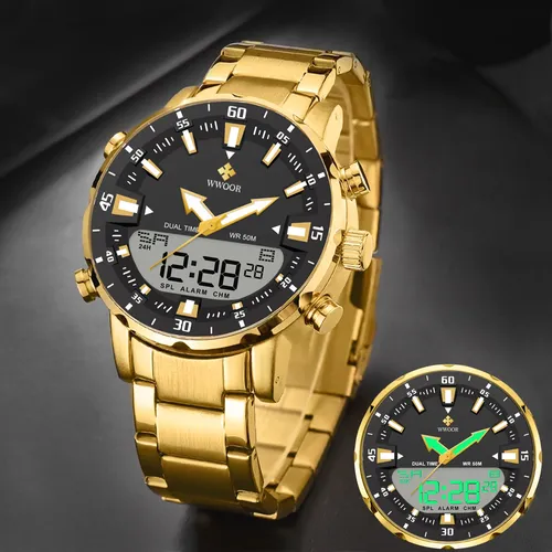 WWOOR nouvelle montre numérique de luxe pour hommes sport grandes montres LED montre-bracelet à Quartz étanche mâle horloge militaire Relogio Masculino