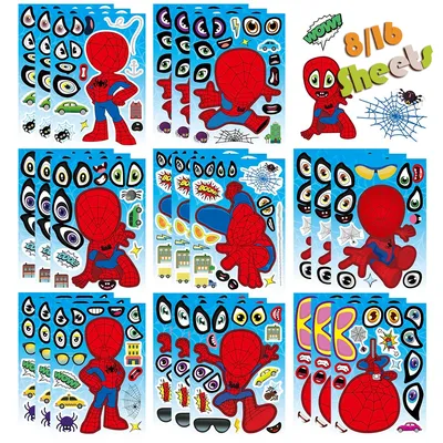 Autocollants de puzzle Spider Man pour garçons jouet Make-a-Face Disney Marvel jeu pour enfants