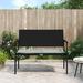Gecheer 2-Seater Patio Bench with Cushion Black Poly Rattan