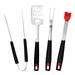 4pcs in 1 Set Outdoor BBQ Stainless Steel Barbecue Tool Barbecue Fork Shovel Clip Brush Combination (Black)