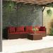 Gecheer Patio Furniture Set 5 Piece with Cushions Poly Rattan Brown