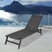 Outdoor Lounge Chair Patio Chaise Lounge with Five-Position Adjustable Backrest Aluminum Frame Recliner Chair for Patio Lawn Beach Pool Side Sunbathing Easy Assembly Grey Frame+Black Fabric