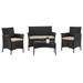 Furniture of America Menj PE Wicker 4-Piece Outdoor Bistro Set Black