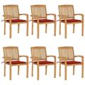 vidaXL 2x Solid Teak Wood Garden Chairs with Cushions Seating Multi Colors