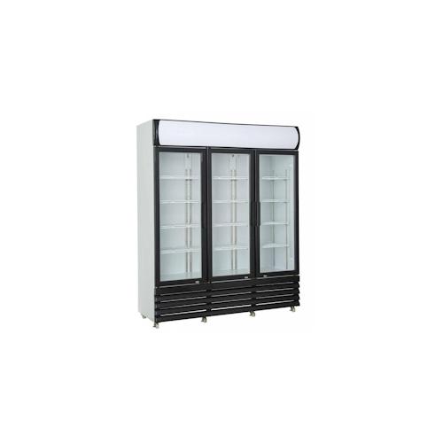 Flaschenkühlschrank mit 3 Glastüren Getränkekühlschrank Kühlschrank Gastro 1065 L mit Display