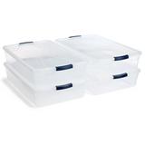 Rubbermaid 41 Quart Latching Storage Tote Clever Store Plastic Included Lid Clear 4 Pack