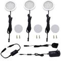 Led Under Cabinet Light white round 3Pack Puck Lighting Kit touch switch dimmer and Plug for under counter Lightsï¼ˆCool Whiteï¼‰