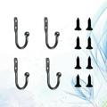 12pcs Mini Hook Single Small Size Wall Hooks Decorative Door Hanger Metal Alloy Wall Hangers Black Hooks(4 hooks and 8 screws)