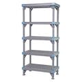 Quantum Storage Systems Millenia Shelving Unit 24 W x 18 D x 62 H 5 open grid shelves with removable shelf mats and 4 posts - Gray Finish