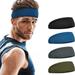 Mens Running Headband 4 Pack Mens Sweatband Sports Headband for Running Basketball Fitness Workout Stretchy Unisex Hairband