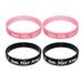 Frcolor 4PCS Couple Silicone Bracelet Black Pink Silicone Bracelet Romantic Letters Printed Wristbands Valentine Day Silicone Wrist Decor for Women Men Wearing Black+Pink Style 1