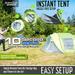 4 Person Easy Pop Up Tent Water-Resistant Lightweight Portable Camping Tent Instant Tent Quick Automatic Setup Family Tent with Porch Ideal for Camping Backpacking Hiking Traveling Beach Festival