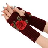 AOMPMSDX Golf Gloves Ladies Warm Knit Fingerless Convertible Mittens Fashion Flowers Gloves