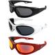 3 Pairs of Hurricane Category 5 Jet & Water Ski Floating Sunglasses to Goggles Hybrid - Black & White Frames with Polarized Smoke Lenses - Red Frame with Red Mirror Lens