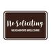 Classic Framed No Soliciting Neighbors Welcome Sign (Dark Brown) - Medium