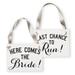 Ritzy Rose Funny Wedding Signs Set of 2 Ring Bearer + Flower Girl Signs Here Comes The Bride + Last Chance To Run