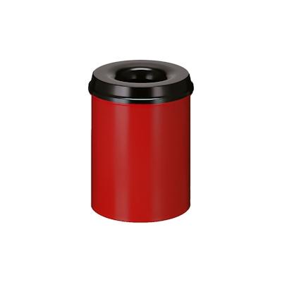 Proregal Selbstlöschender Papierkorb & Abfallsammler aus Metall | 15 Liter, HxØ 36x26cm | Rot, Kopfteil Schwarz Image
