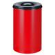 PROREGAL Selbstlöschender Papierkorb & Abfallsammler aus Metall | 110 Liter, HxØ 72x47cm | Rot, Kopfteil Schwarz