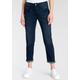 Gerade Jeans HERRLICHER "Shyra Cropped Denim Smooth" Gr. 27, N-Gr, blau (dark) Damen Jeans Weite