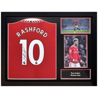 Marcus Rashford Signiertes Hemd - Gerahmt Image