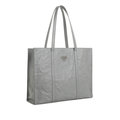 Crushed-effect leather tote bag