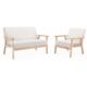 Sweeek - Banquette et fauteuil en bois et tissu bouclette. Isak. l 114 x l 69.5 x h 73cm