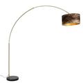 Moderne Bogenlampe Messing schwarz Marmor Sockel Leopard 50 cm -XXL