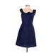Lula Kate Cocktail Dress - A-Line: Blue Solid Dresses - Women's Size 8