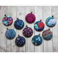 Floral Fabric Pendant, Colorful Hippie Flower Jewelry, Boho Necklace Unique Gift For Her, Navy Blue, Purple, Turquoise, Magenta, Teal, Coral