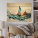 Breakwater Bay Watercolor Sailboat Cruising The Waves II - Coastal Boat Wood Wall Art - Natural Pine Wood Metal in Brown/Green | Wayfair