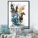 August Grove® Three Horse Stampede - Animals Horse Canvas Wall Art Metal in Black/Blue/Brown | 32 H x 24 W x 1 D in | Wayfair