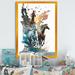 August Grove® Three Horse Stampede - Animals Horse Canvas Wall Art Metal in Black/Blue/Brown | 32 H x 24 W x 1 D in | Wayfair