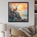 Millwood Pines Mystal Stag On Cliff At Sunset I - Animal Deer Landscape Mountains Canvas Art Print Canvas in Brown/Pink/Yellow | Wayfair