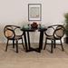 Bay Isle Home™ Roselli King Louis Back Rattan Arm Chair Dining Chair Wood/Wicker/Rattan in Black/Brown | 33.1 H x 22.8 W x 22.4 D in | Wayfair