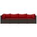 Ebern Designs Kaysia 24.8" Wide Outdoor Wicker Patio Sectional w/ Cushions Wicker/Rattan in Red/Black/Brown | 22.6 H x 24.8 W x 24.8 D in | Wayfair