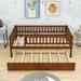 Red Barrel Studio® Keydra Wooden Daybed w/ Twin Size Trundle & Fence Wood in Brown | 28 H x 42 W x 79 D in | Wayfair